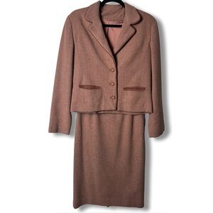 Vintage Women’s Handmade Dusty Pink Skirt Suit Set Blazer + Midi Skirt